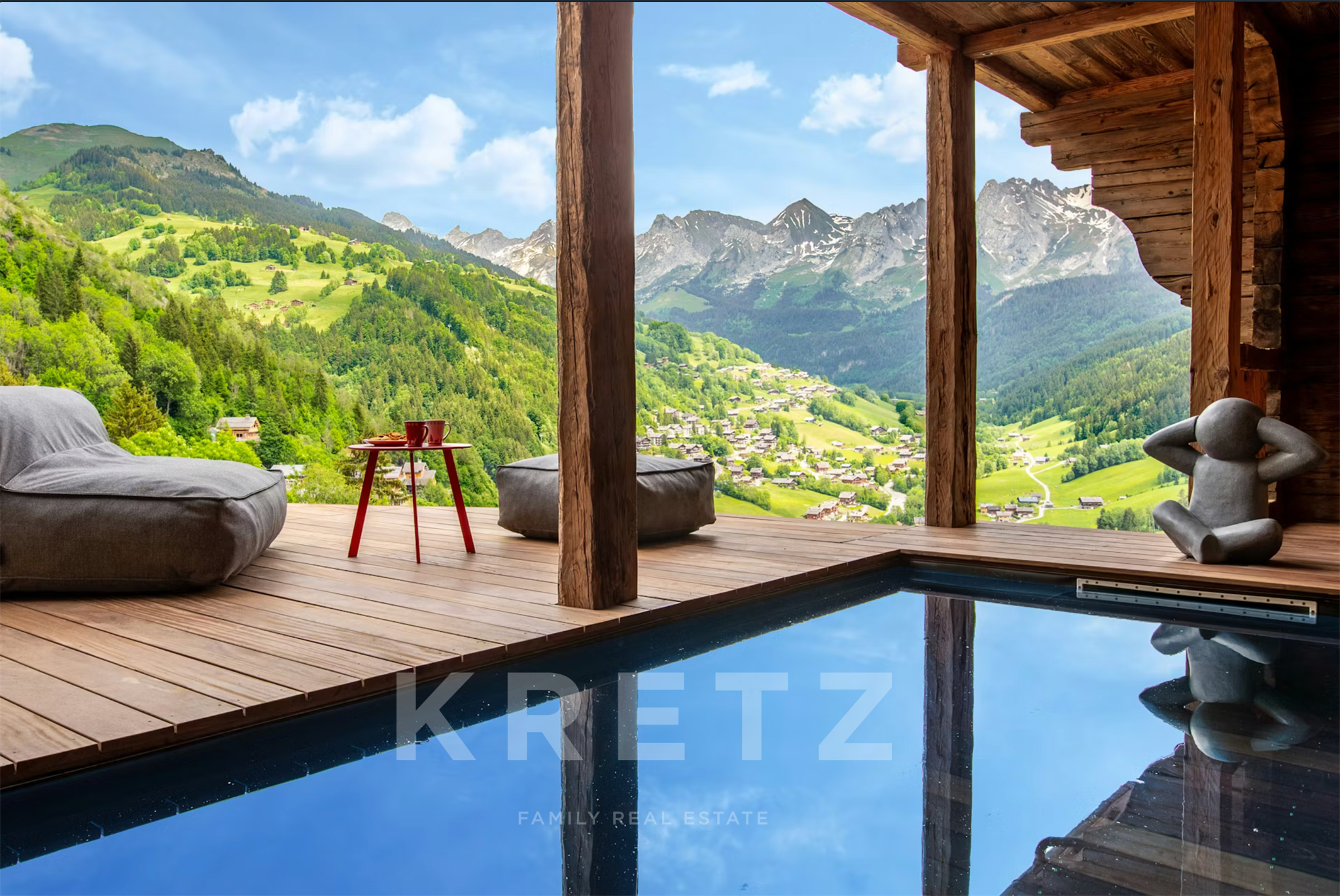 Le Grand-Bornand – exceptional chalet with swimming pool, spa, gym and panoramic views over the Arav