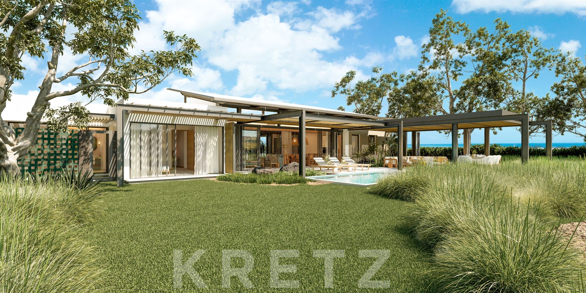 Contemporary villa currently under construction on a golf course