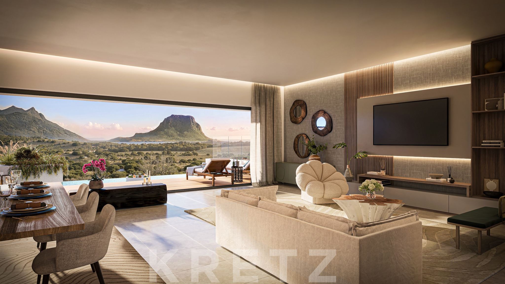 Contemporary 4-bedroom villa with panoramic views of the ocean and Le Morne