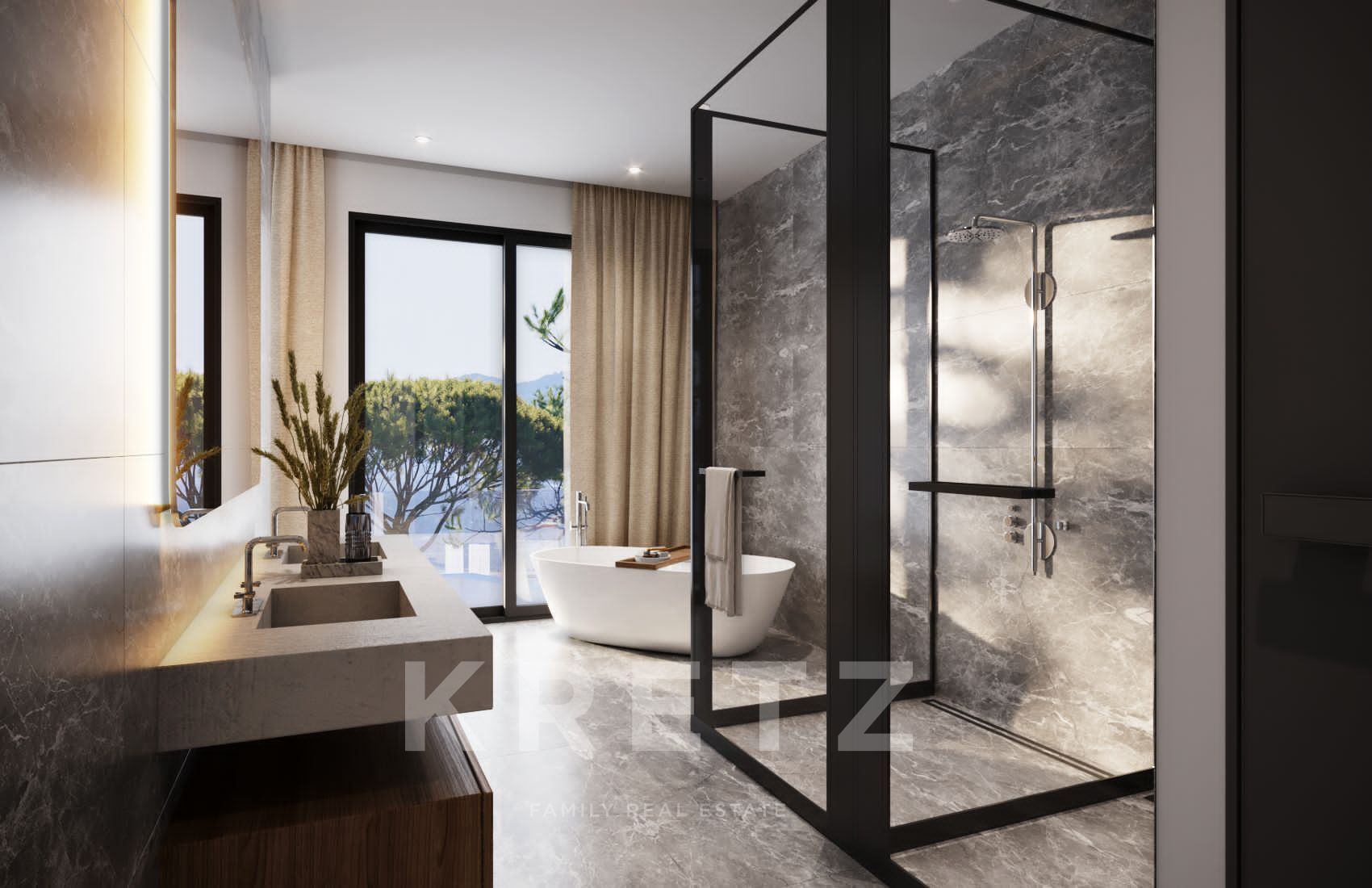 New villa with panoramic sea and mountain views