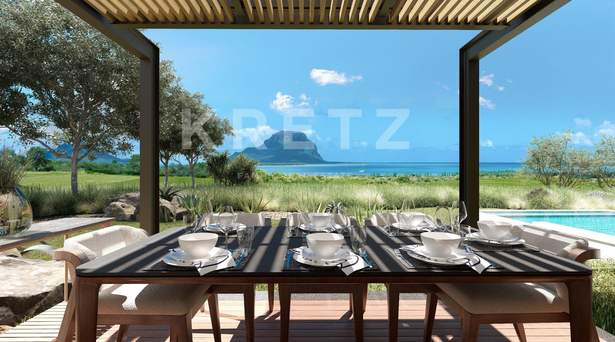 Exceptional views: the sea, nature and Le Morne in the background