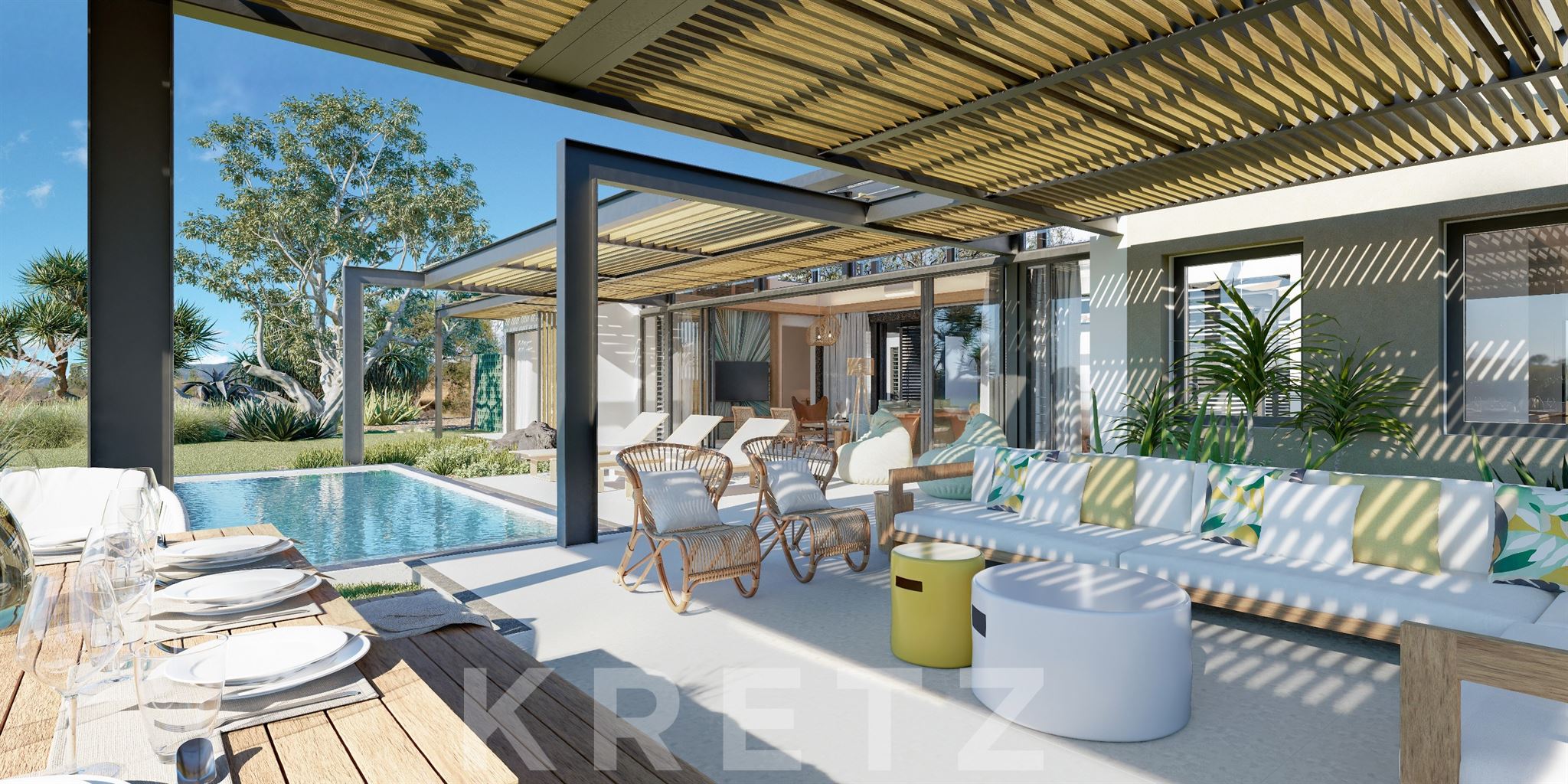 Contemporary villa currently under construction on a golf course